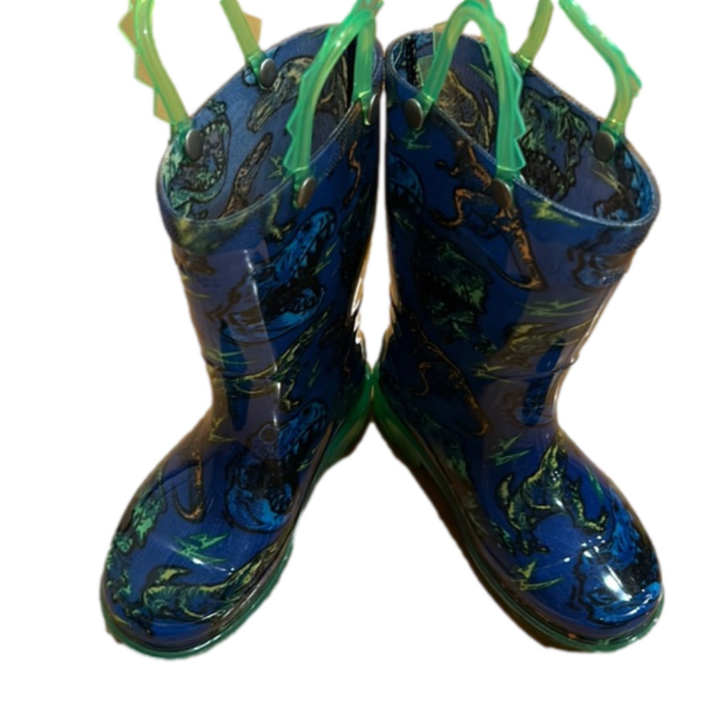 Western chief size 8 kids rain boots with dinosaur print